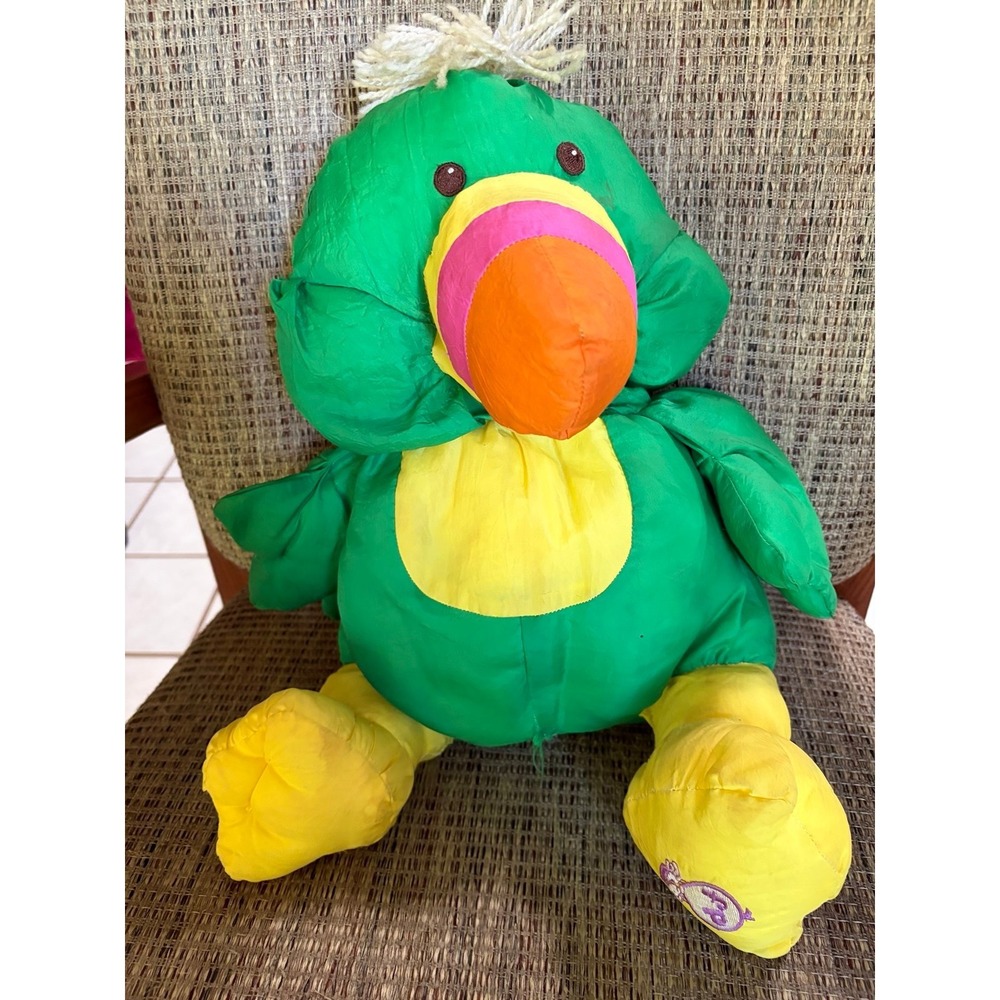 Vintage 1987 Fisher Price Puffalump Green Toucan Bird Plush Stuffed Animal 16"